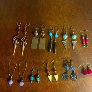 Earring Lot 10 Pair Hand Crafted Artisan Earrings Bohemian Earrings NEW # 189
